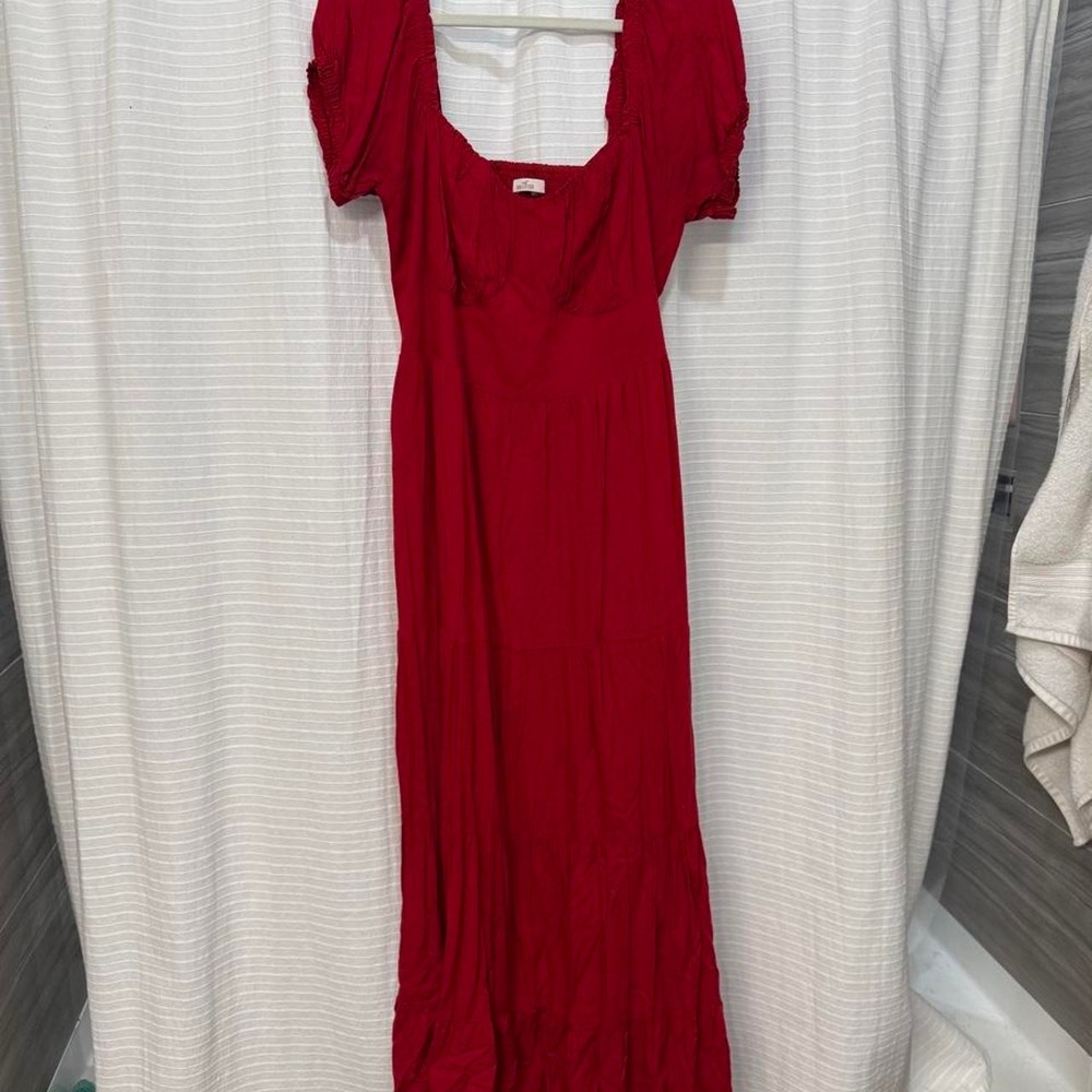 Hollister Red Maxi Dress with Back Cut-Out